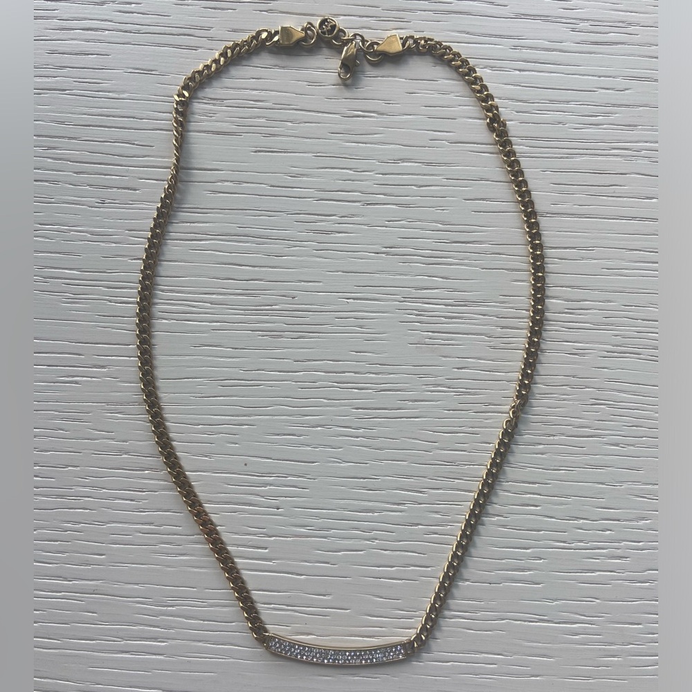 Micheal Kors gold reversible plaque necklace